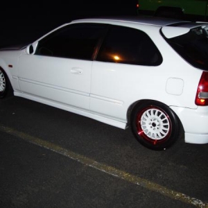 97 hatch 2000 si front clip si lips f/r type r wing rota wheels and bfg tires love them