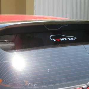 spoon style carbon fiber rear roof spoiler w/ i love my ek sticker